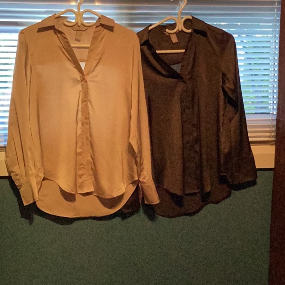 H&M Dark Brown and Cream Blouse